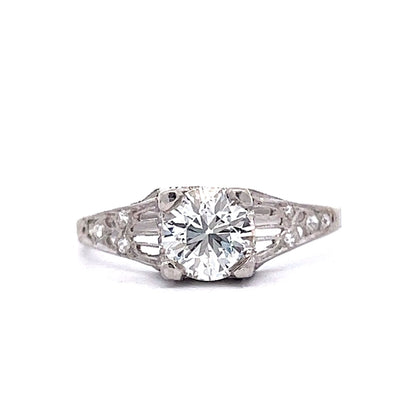 .85 Art Deco Filigree Diamond Engagement Ring in Platinum