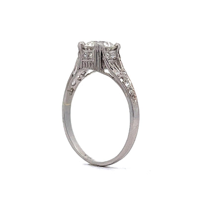 .85 Art Deco Filigree Diamond Engagement Ring in Platinum