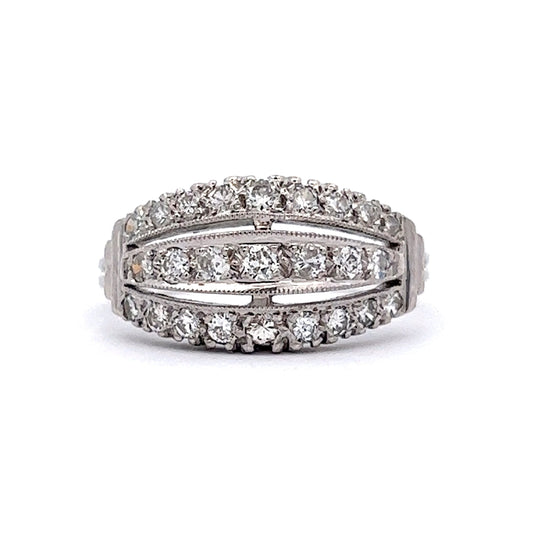 Vintage Art Deco Diamond Cocktail Ring in 14k White Gold