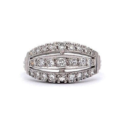 Vintage Art Deco Diamond Cocktail Ring in 14k White Gold