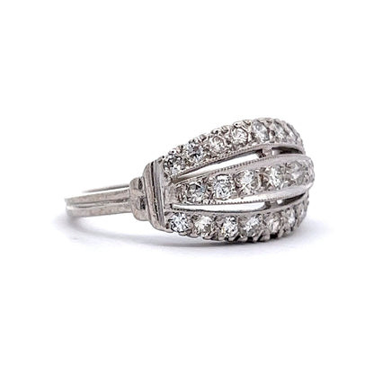 Vintage Art Deco Diamond Cocktail Ring in 14k White Gold