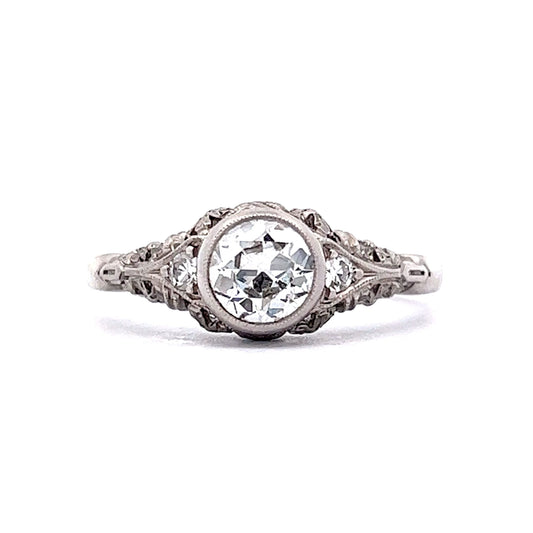 Art Deco Filigree Diamond Engagement Ring in Platinum
