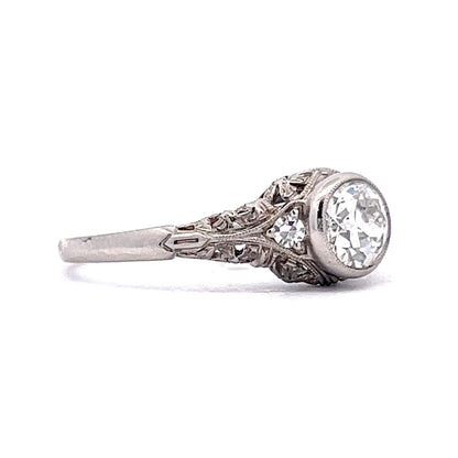 Art Deco Filigree Diamond Engagement Ring in Platinum