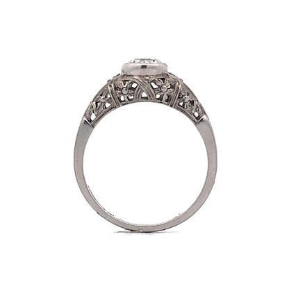 Art Deco Filigree Diamond Engagement Ring in Platinum