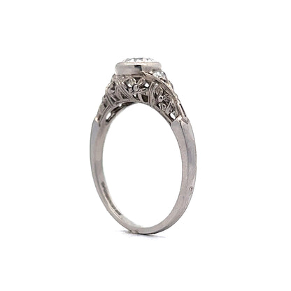 Art Deco Filigree Diamond Engagement Ring in Platinum