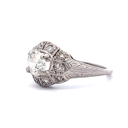 1920's Old European Diamond Engagement Ring in Platinum