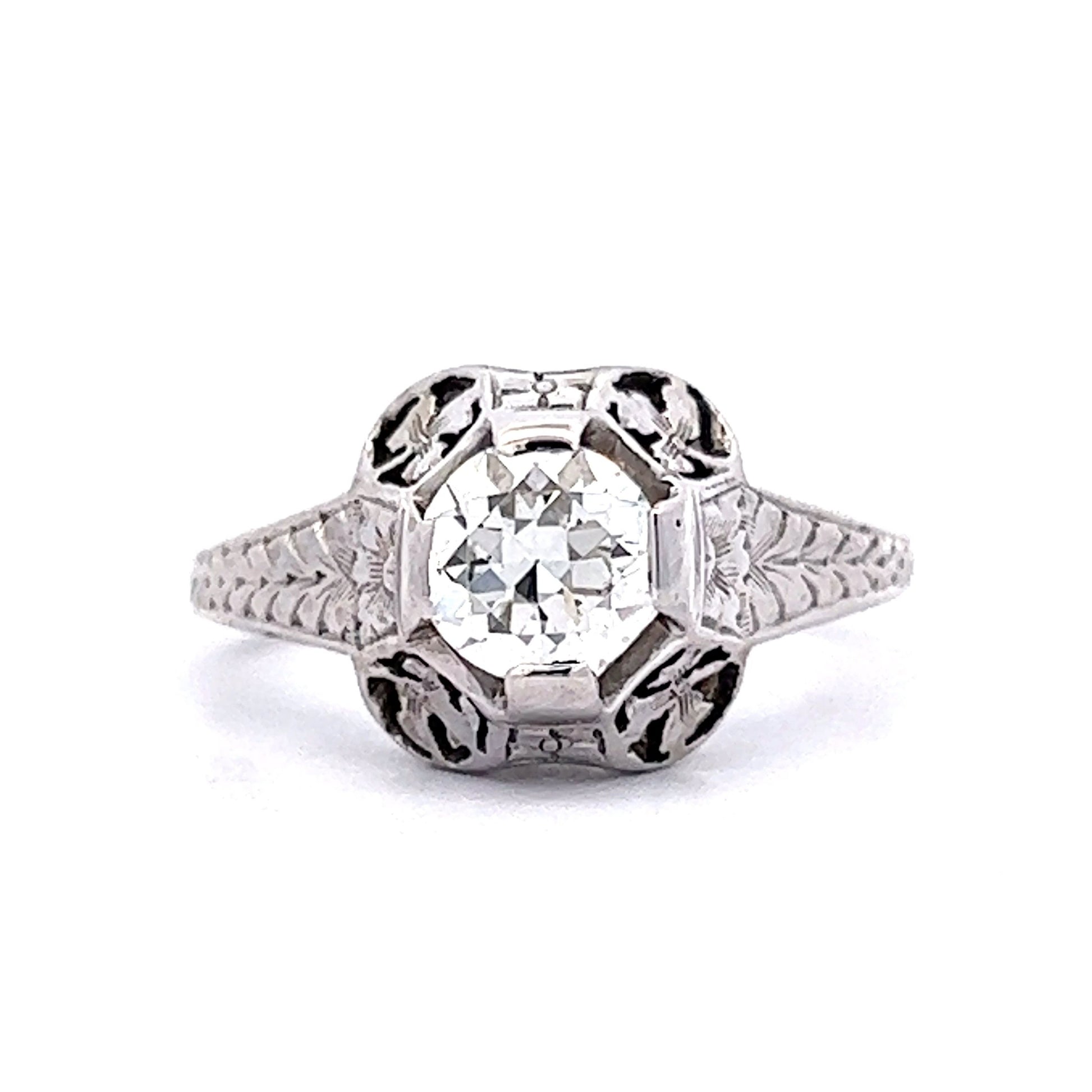 Vintage Engagement Ring 1920's Art Deco Diamond in 18K – Filigree