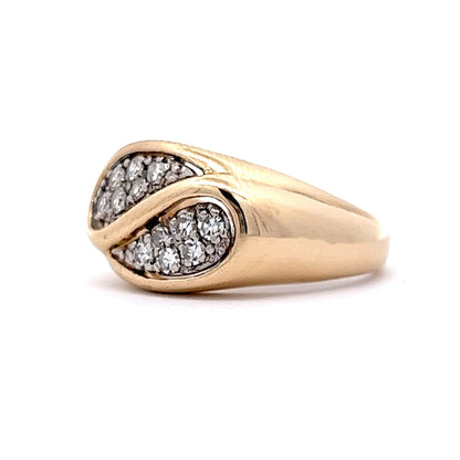 Vintage Mid-Century Pave Diamond Cocktail Ring in 14k Yellow & White Gold