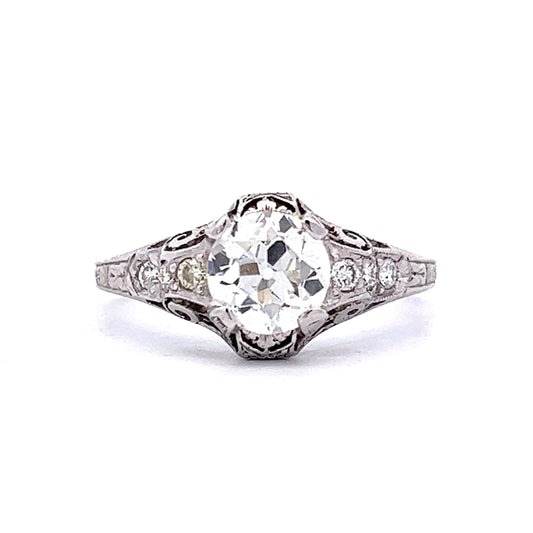 Vintage 1.06 Carat European Diamond Engagement Ring Platinum