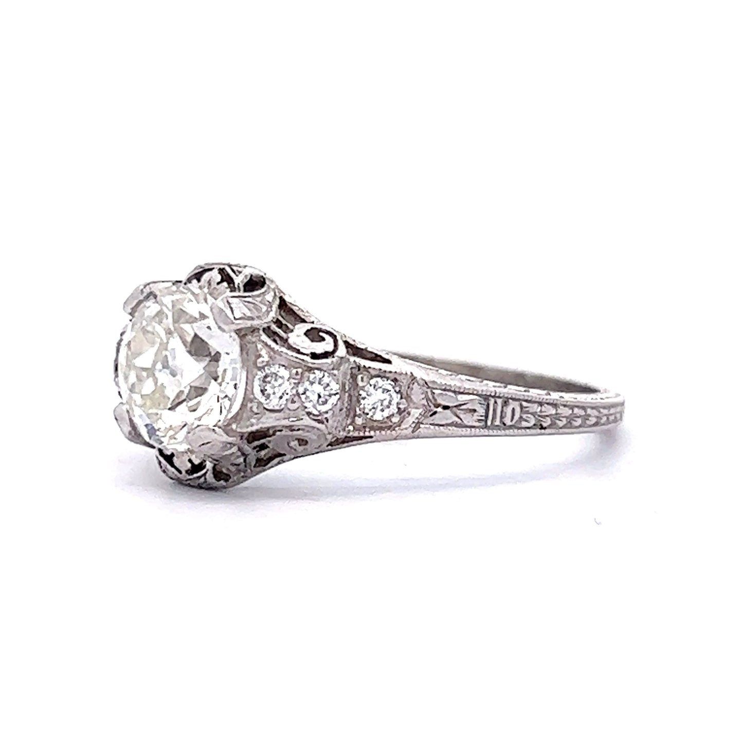 Vintage 1.06 Carat European Diamond Engagement Ring Platinum