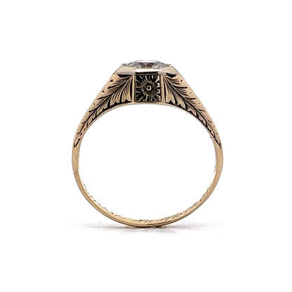 Retro Orange Blossom Diamond Engagement Ring in 14k Yellow Gold