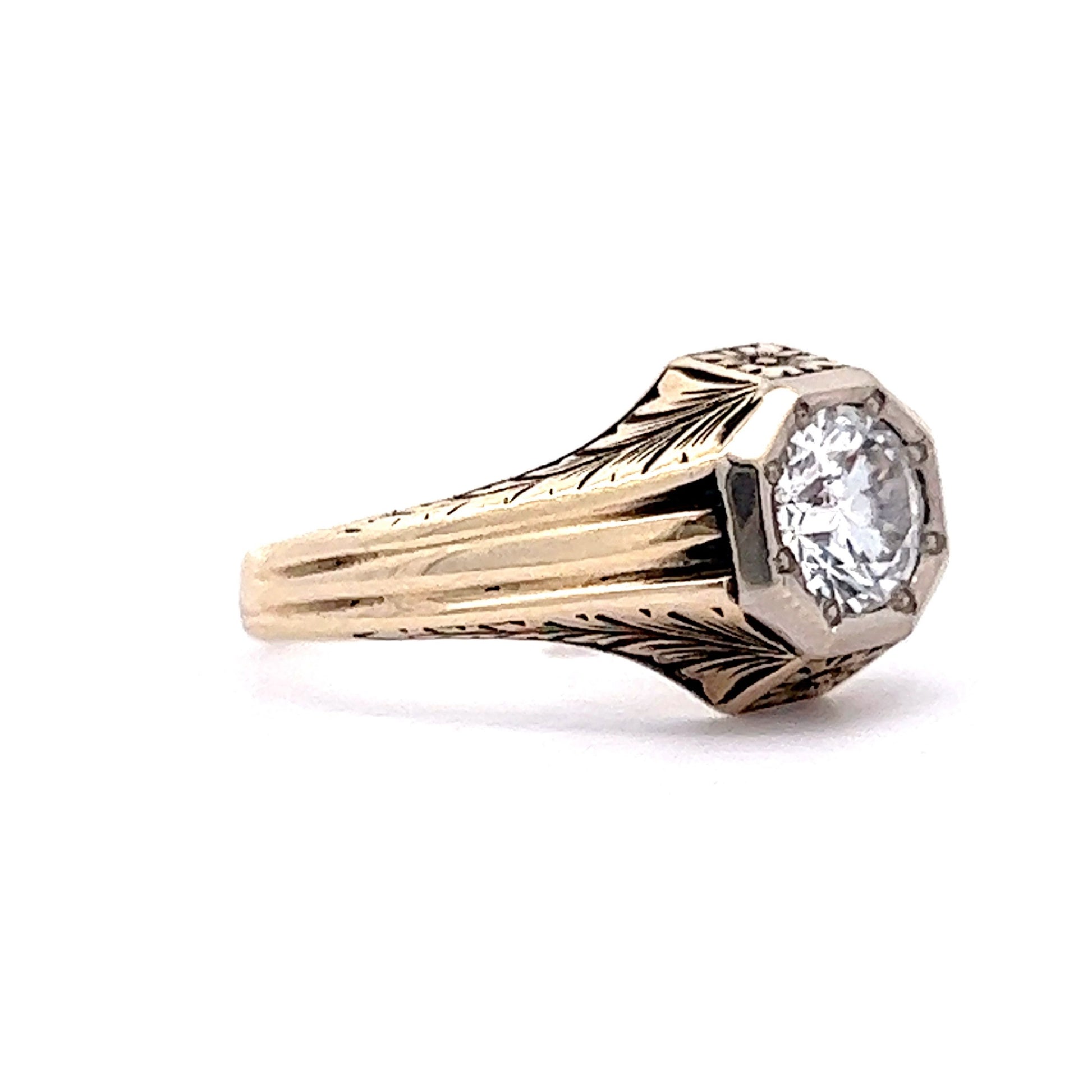 Retro Orange Blossom Diamond Engagement Ring