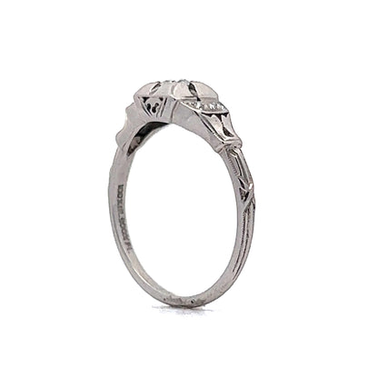 1920's Old Euro Diamond Engagement Ring in Platinum