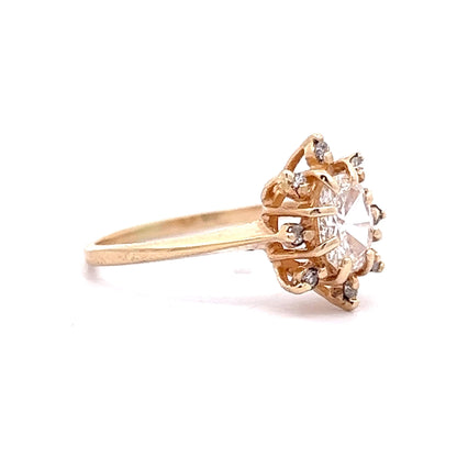 Intermittent Diamond Halo Engagement Ring in 14k Gold