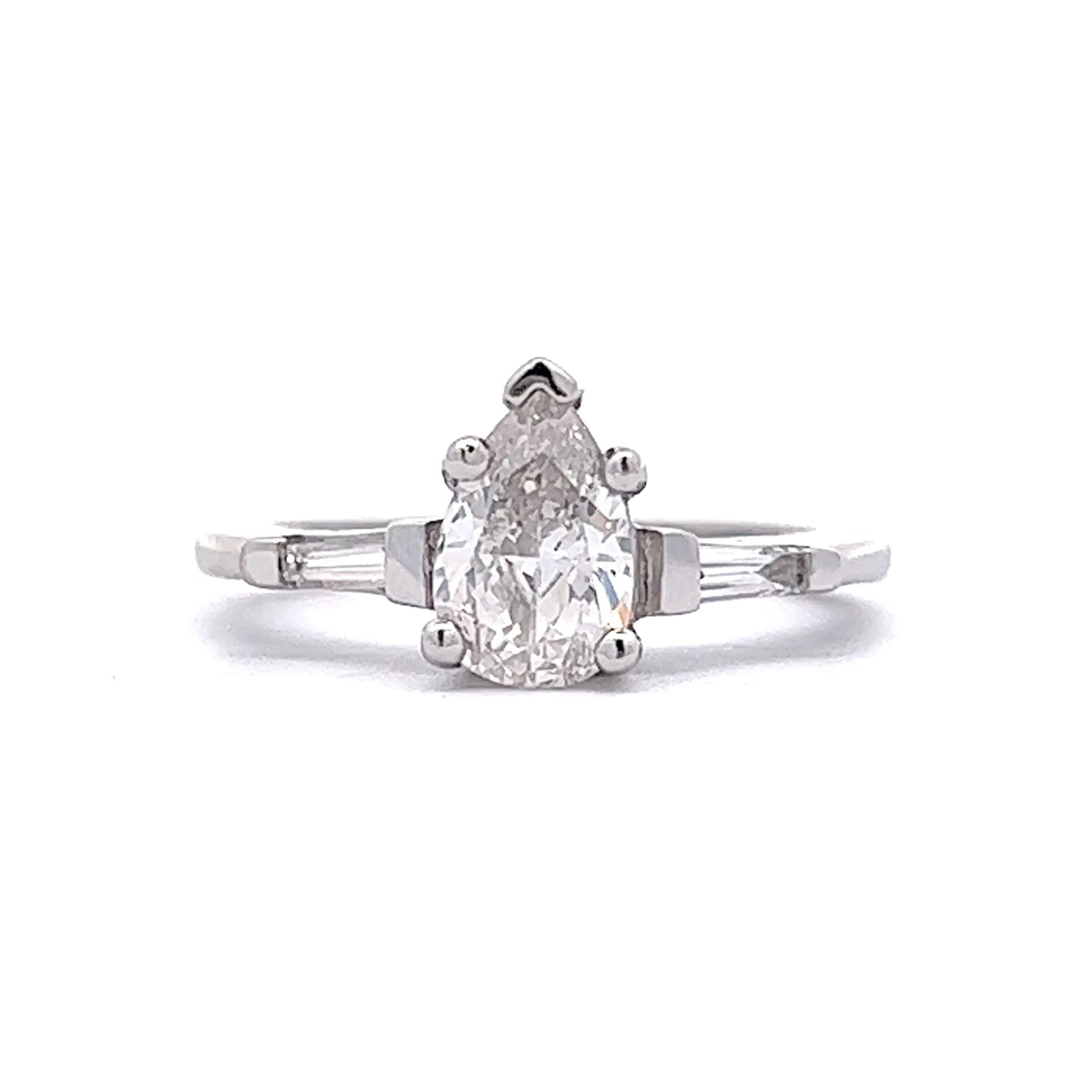 Vintage Style Pear Cut Diamond Engagement Ring in Platinum