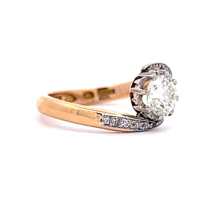 Victorian Two-Tone Diamond Engagement Ring in 18k
