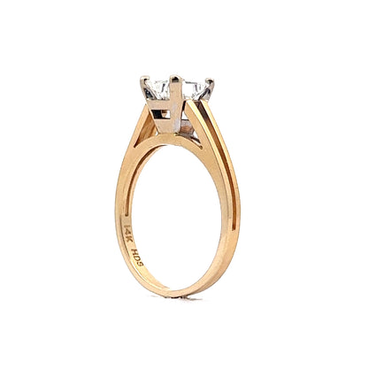 Split Shank Princess Cut Diamond Engagement Ring in 14k Yellow Gold