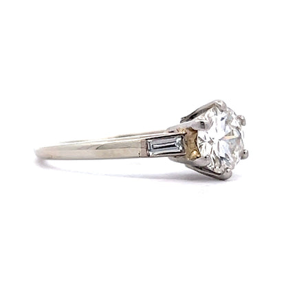 1950's Round Brilliant Diamond Engagement Ring in 18k White Gold