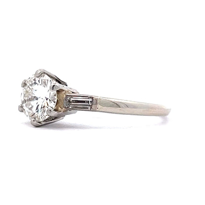 1950's Round Brilliant Diamond Engagement Ring in 18k White Gold