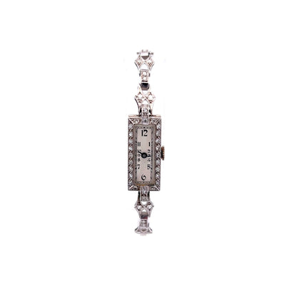 Antique Ladies Watch Art Deco .65 Single Cut Diamonds in Platinum