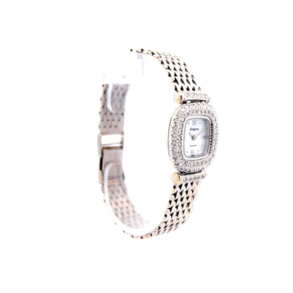 Avignon Mother of Pearl Diamond Watch in 14k White Gold