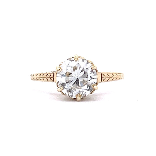 1.26 Solitaire Art Deco Diamond Engagement Ring in 14k Gold
