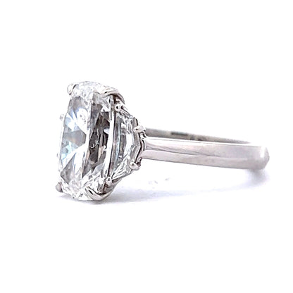 3.02 Cushion Cut Diamond Engagement Ring in Platinum