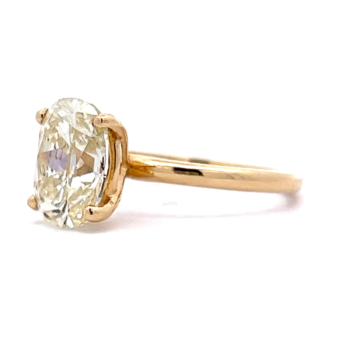 4 Carat Oval Cut Diamond Engagement Ring in 14k Yellow Gold
