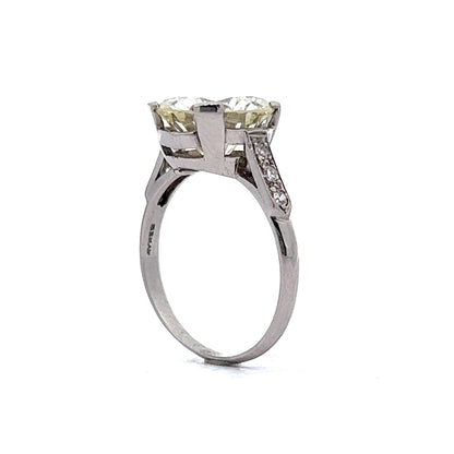4.11 Art Deco Round Brilliant Diamond Engagement Ring in Platinum