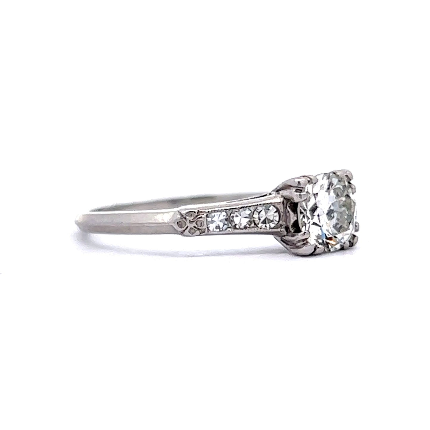 .70 Deco Diamond Engagement Ring & Wedding Band in Platinum