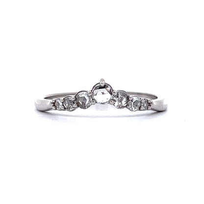 Rose Cut Diamond Tiara Wedding Band in 14k White Gold