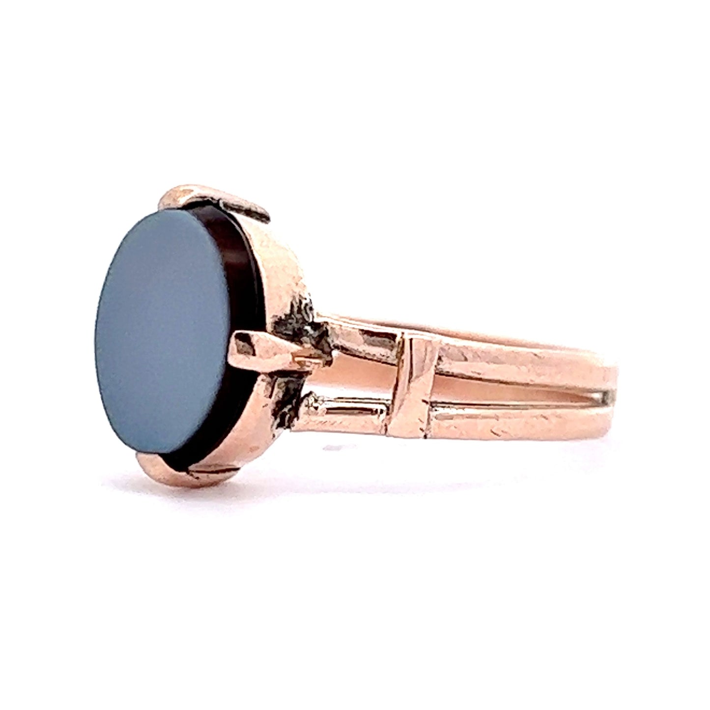 Blue Agate Cabochon Statement Ring in Yellow Gold