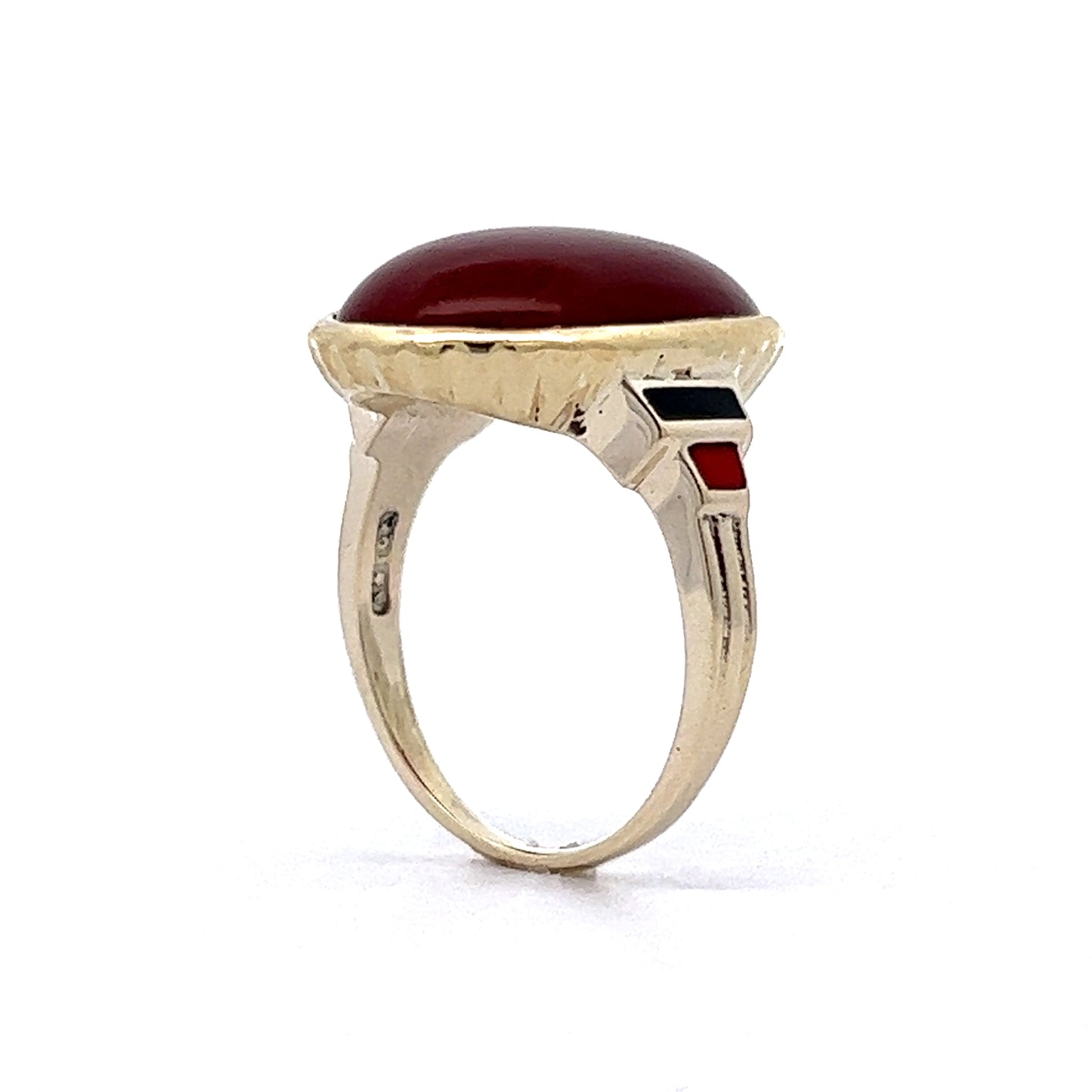 7.04 Mid-Century Red Carnelian Cocktail Ring in 10K Yellow Gold