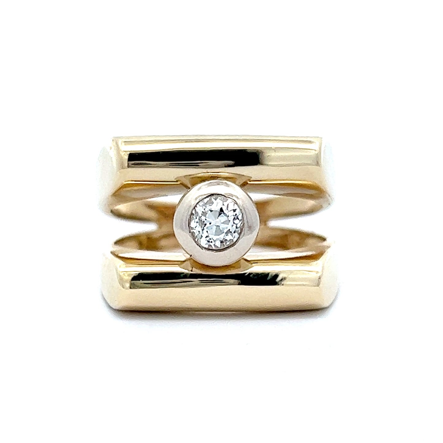 .35 Old Mine Diamond Cocktail Ring in 14K Yellow Gold