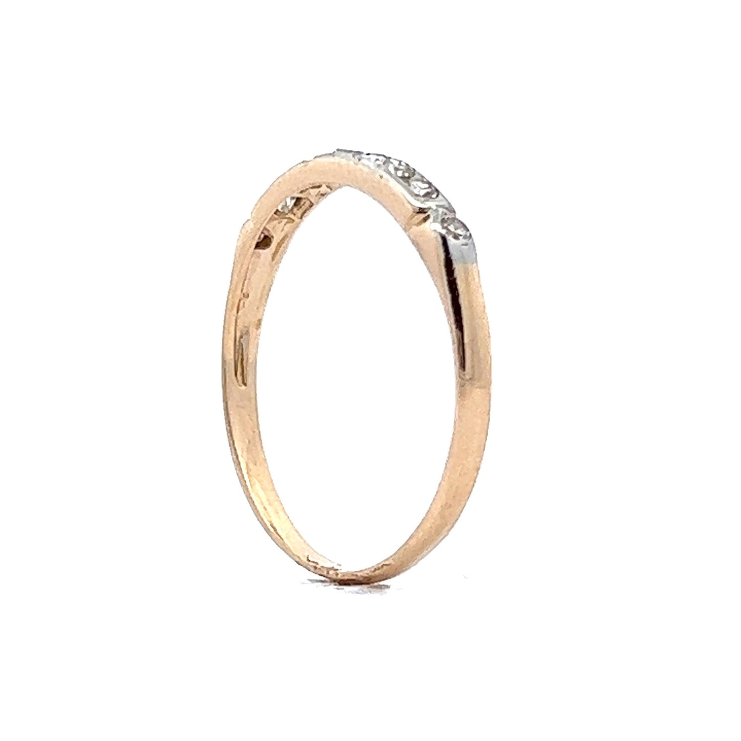 Vintage Retro Single Cut Diamond Wedding Band in 14k Yellow Gold