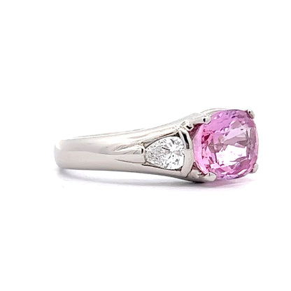 2.19 Pink Sapphire & Diamond Engagement Ring in Platinum