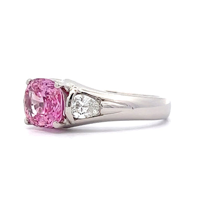 2.19 Pink Sapphire & Diamond Engagement Ring in Platinum