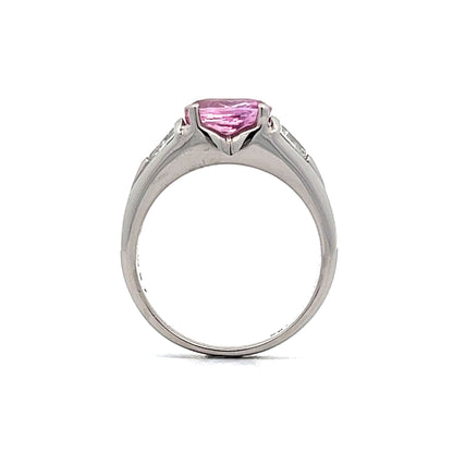 2.19 Pink Sapphire & Diamond Engagement Ring in Platinum