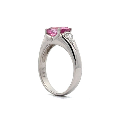 2.19 Pink Sapphire & Diamond Engagement Ring in Platinum