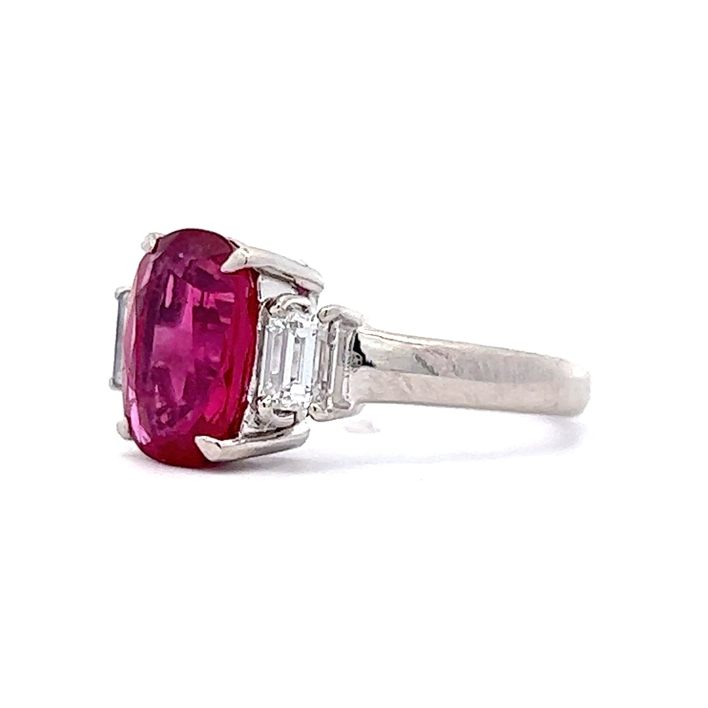 2.78 Oval Cut Ruby & Diamond Accent Engagement Ring in Platinum