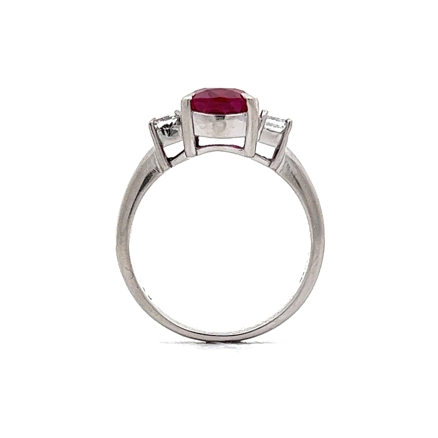 2.78 Oval Cut Ruby & Diamond Accent Engagement Ring in Platinum