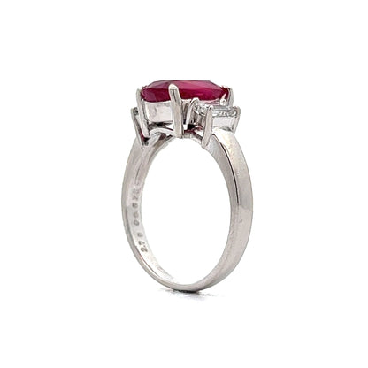 2.78 Oval Cut Ruby & Diamond Accent Engagement Ring in Platinum