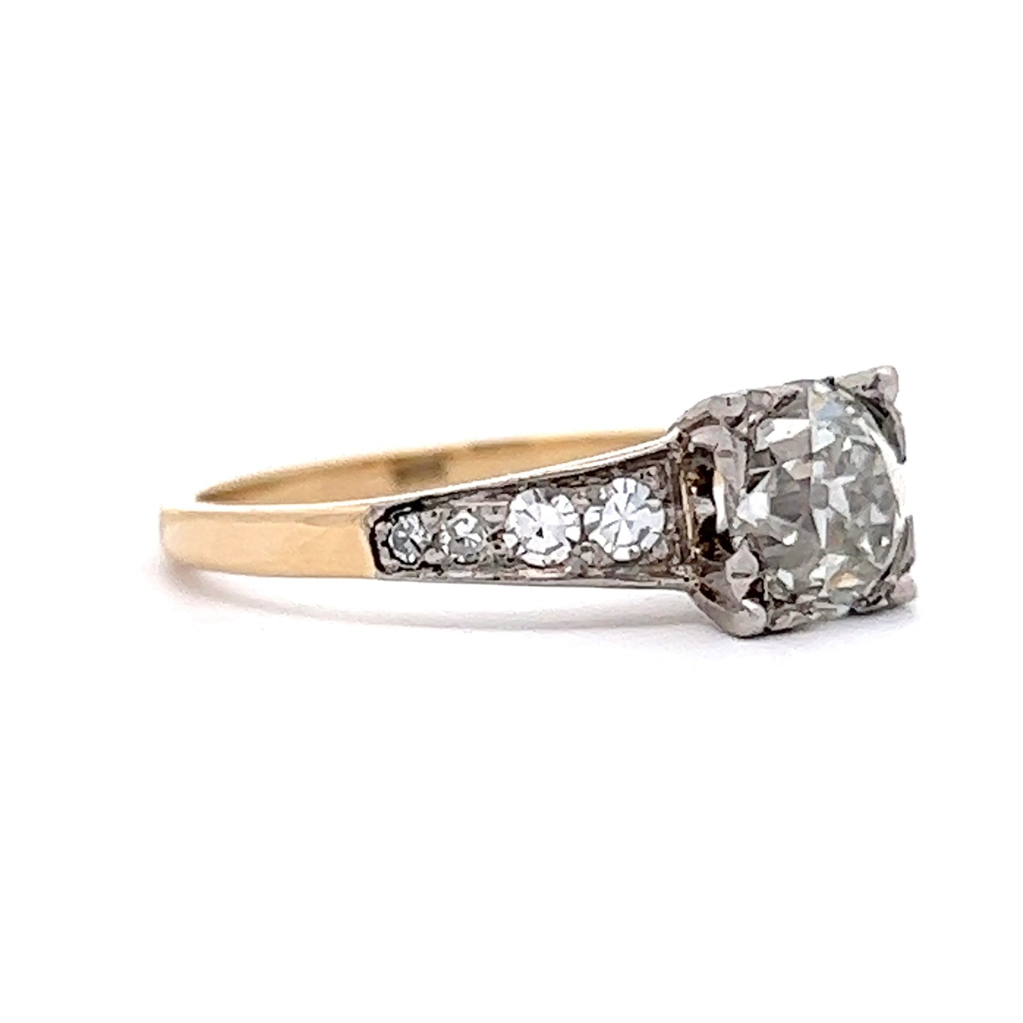 1.10 Diamond Engagement Ring in Two Tone 14K & Platinum