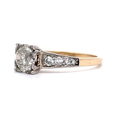 1.10 Diamond Engagement Ring in Two Tone 14K & Platinum