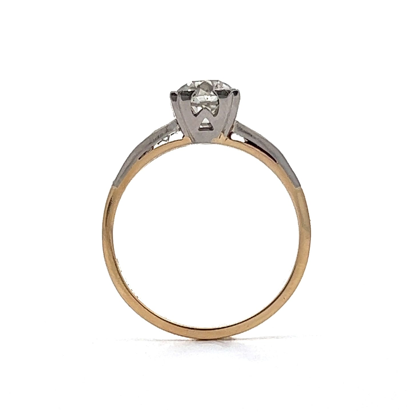 1.10 Diamond Engagement Ring in Two Tone 14K & Platinum