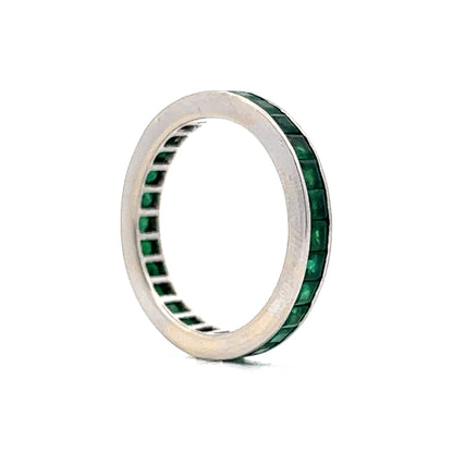 1.50 Emerald Eternity Wedding Band in 18k White Gold