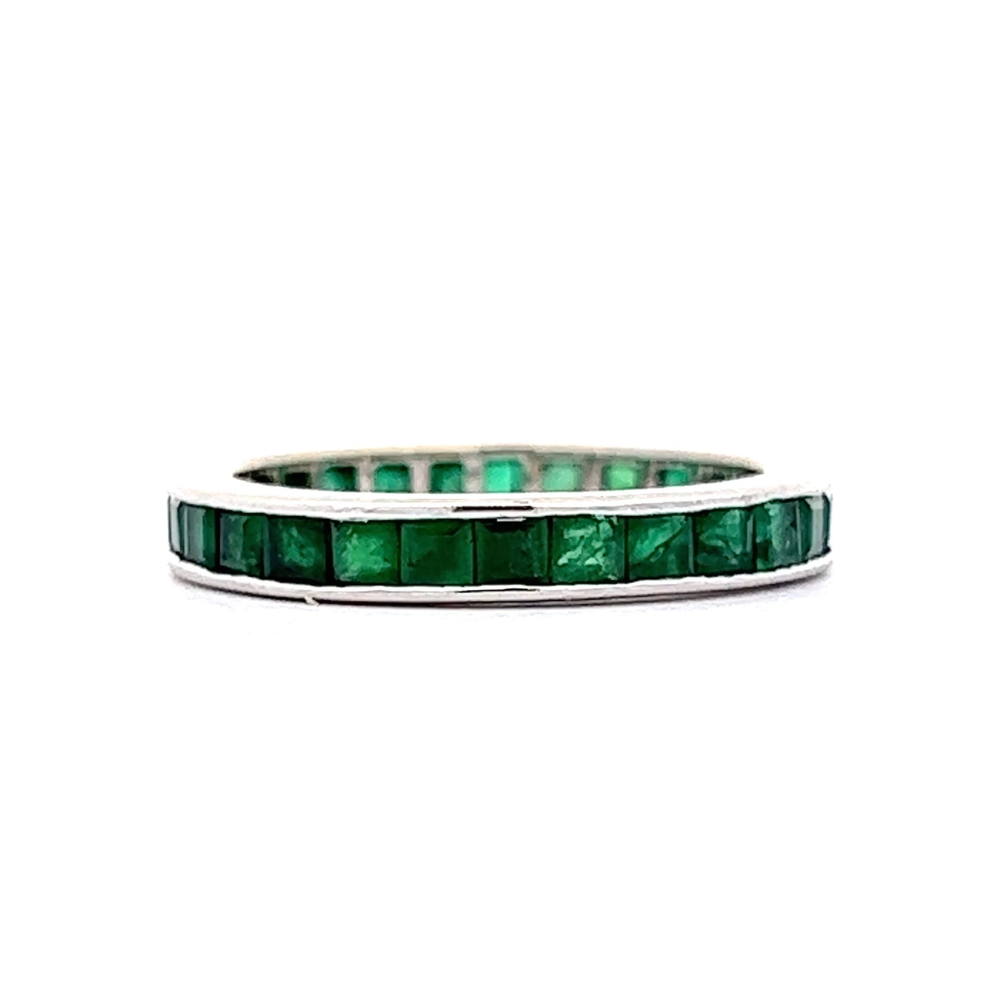 1.50 Emerald Eternity Wedding Band in 18k White Gold