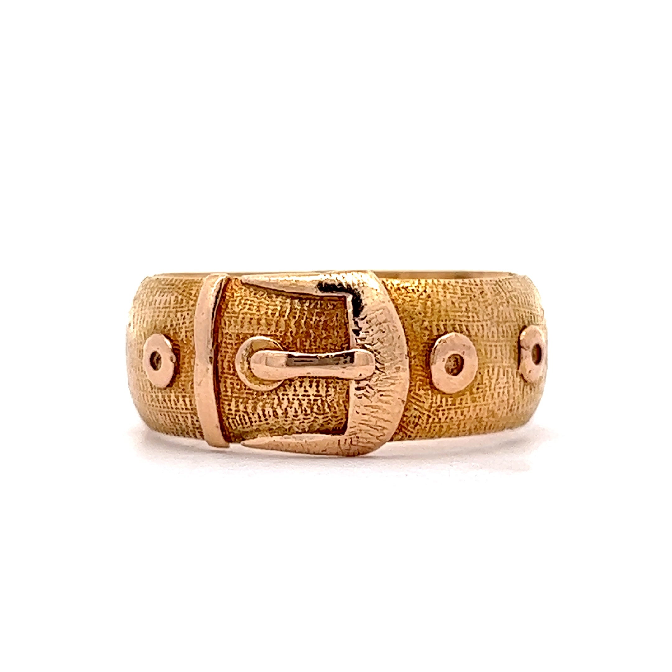 Bold Chanel Inspired Yellow Gold Belt Buckle Ring in 18K