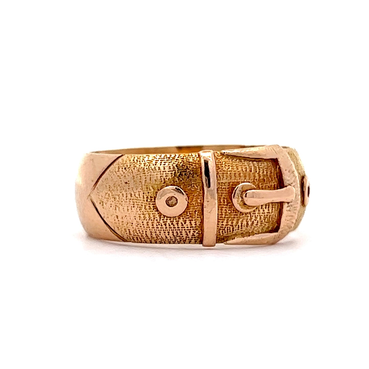 Bold Chanel-Inspired Yellow Gold Belt Buckle Ring in 18K