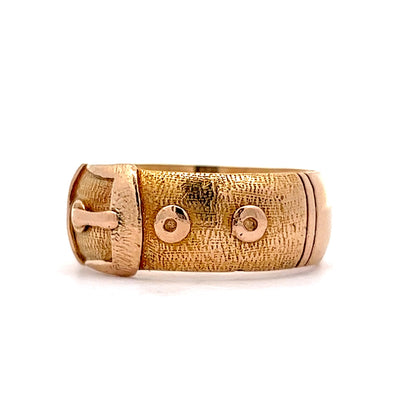 Bold Chanel-Inspired Yellow Gold Belt Buckle Ring in 18K